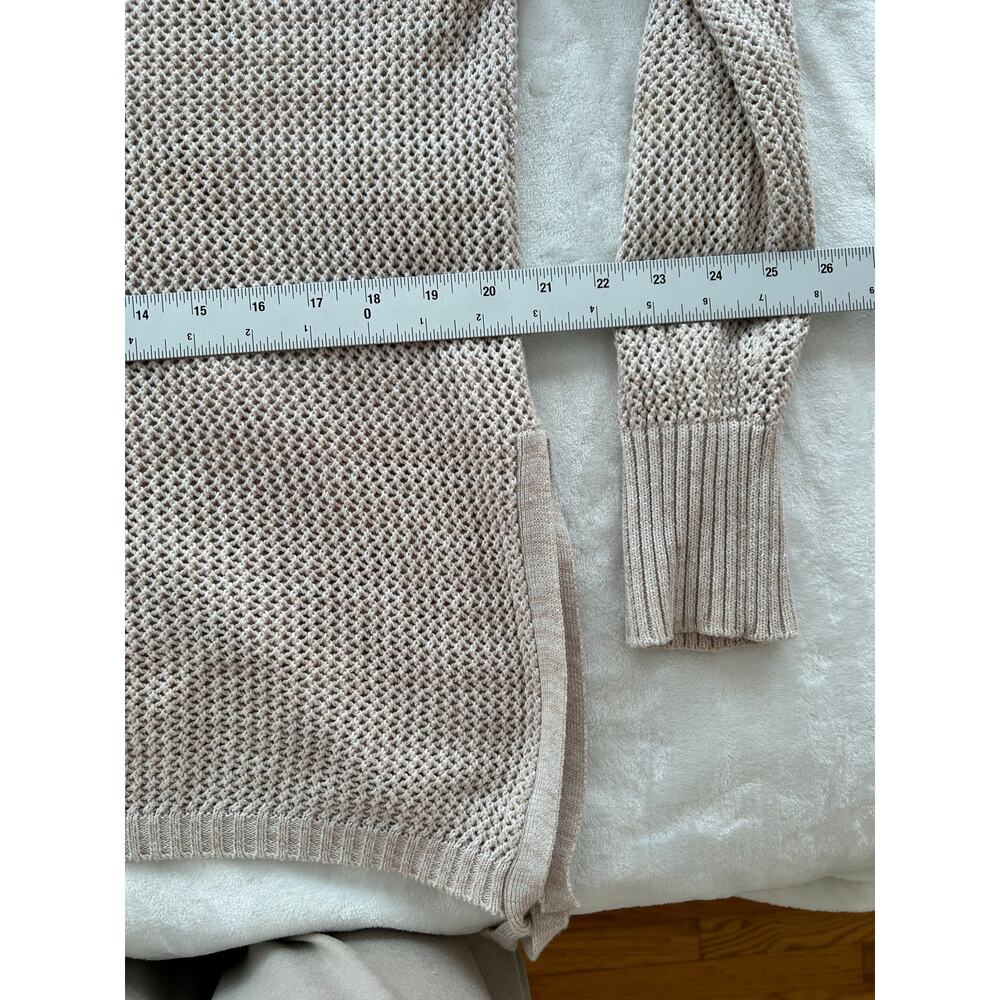 Lysse Fish Net Long Sweater with Side Ties Beige Beachy Oversized Small XC - Picture 8 of 11